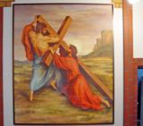 フレスコ画　キレネのシモンはキリストの十字架を担う